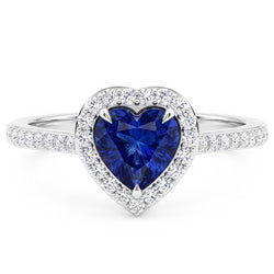 Bague Halo Coeur Saphir Sertie Diamants 3 Carats Bijoux Femme