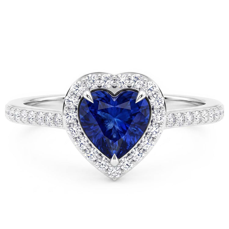 Bague Halo Coeur Saphir Sertie Diamants 3 Carats Bijoux Femme