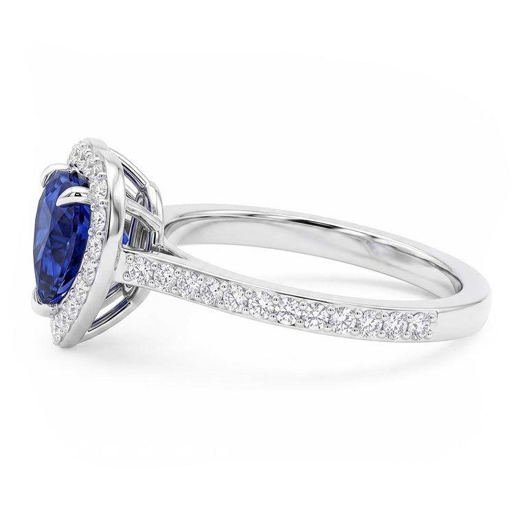 Bague Halo Coeur Saphir Sertie Diamants 3 Carats Bijoux Femme
