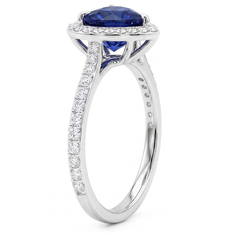 Bague Halo Coeur Saphir Sertie Diamants 3 Carats Bijoux Femme