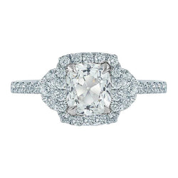 Bague Halo Cushion Old Cut Réel Diamant Rond 3.25 Carats Or Blanc 14K