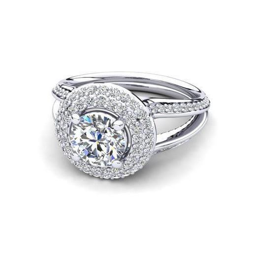 Bague Halo De Mariage Avec Véritable Diamants Ronds De 3.50 Ct