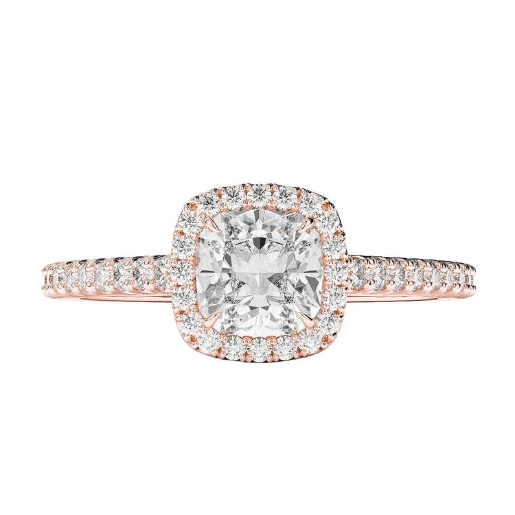 Bague Halo De Mariage Naturel Diamants 2.30 Ct Or Rose 14K