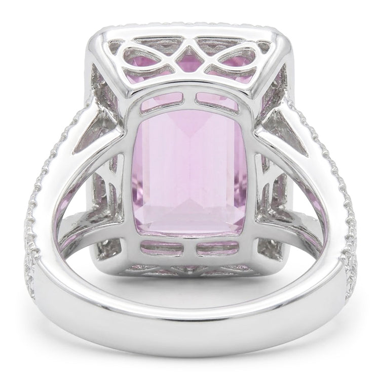 Bague Halo De Pierres Précieuses Kunzite Rose