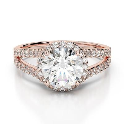 Bague Halo De Réel Diamants 3.25 Carats Or Rose 14K