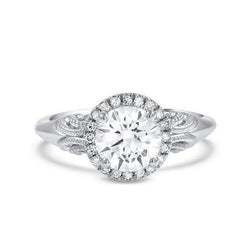 Bague Halo De Réel Diamants Ronds Accentués De 2.85 Ct En Or Blanc