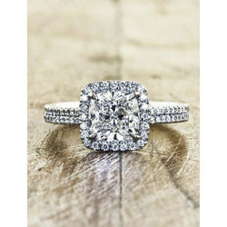 Bague Halo De Réel Diamants Taille Coussin Et Rond De 3.20 Carats