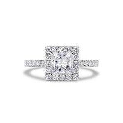 Bague Halo De Réel Diamants Taille Princesse Et Ronds 2.90 Ct En Or