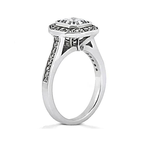 Bague Halo De Véritable Diamants Asscher Lunette 1 Carat
