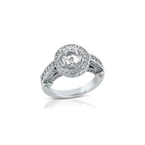 Bague Halo De Véritable Diamants De Style Antique Rond En Or Fin 1.50 Ct.