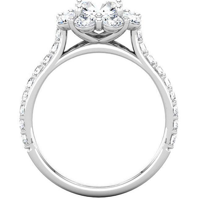 Bague Halo De Véritable Diamants Ronds De Style Fleur De 3.07 Carats En Or Blanc Massif 14K