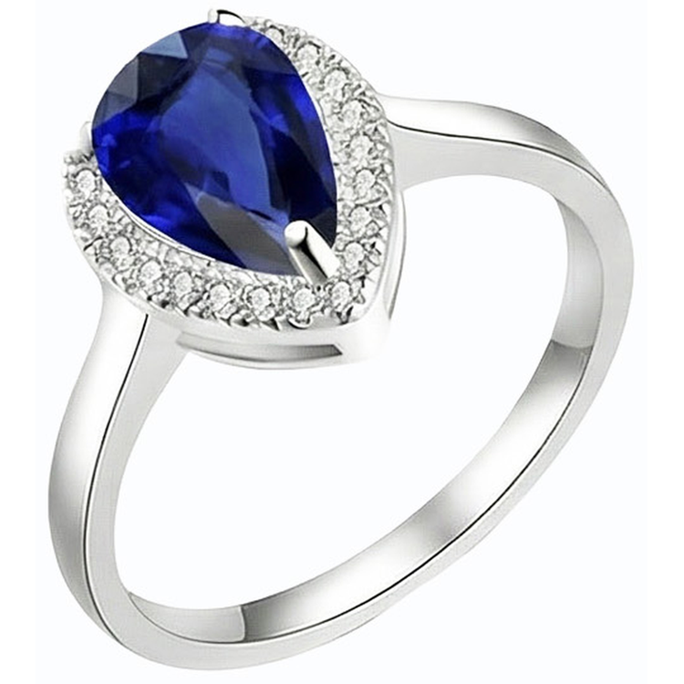 Bague Halo Deep Blue Saphir Or Blanc & Diamants 3.50 Carats