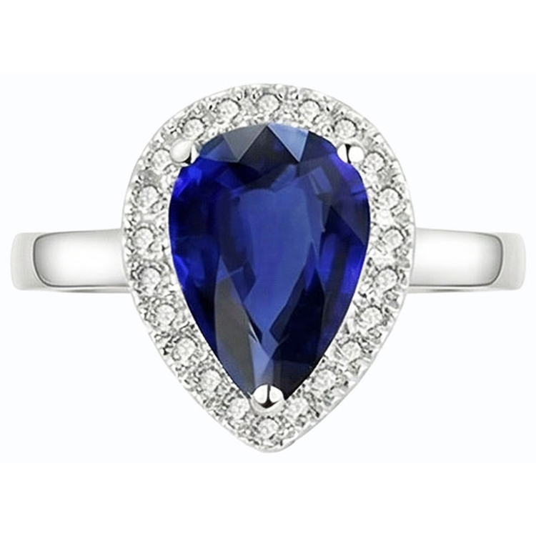 Bague Halo Deep Blue Saphir Or Blanc & Diamants 3.50 Carats