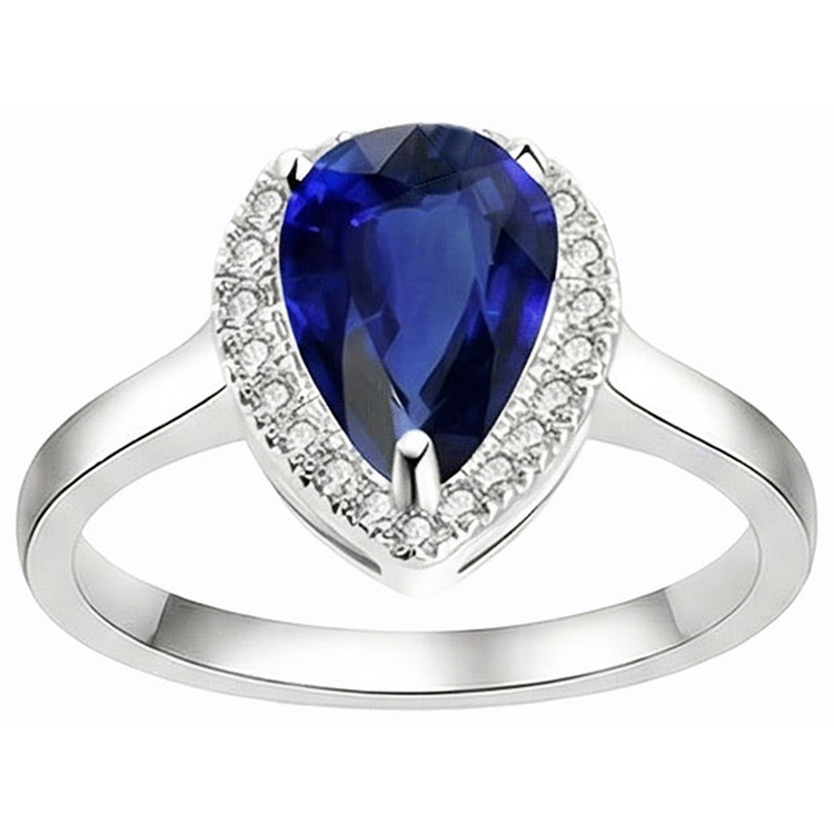 Bague Halo Deep Blue Saphir Or Blanc & Diamants 3.50 Carats