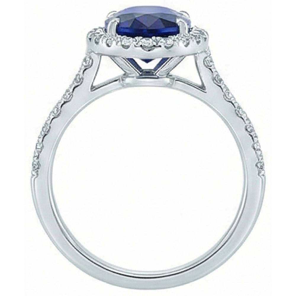 naturel oval saphir 7.50carats bague vue de profil
