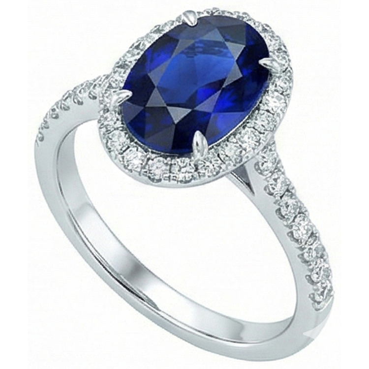 naturel oval saphir 7.50carats bague détail rapproché