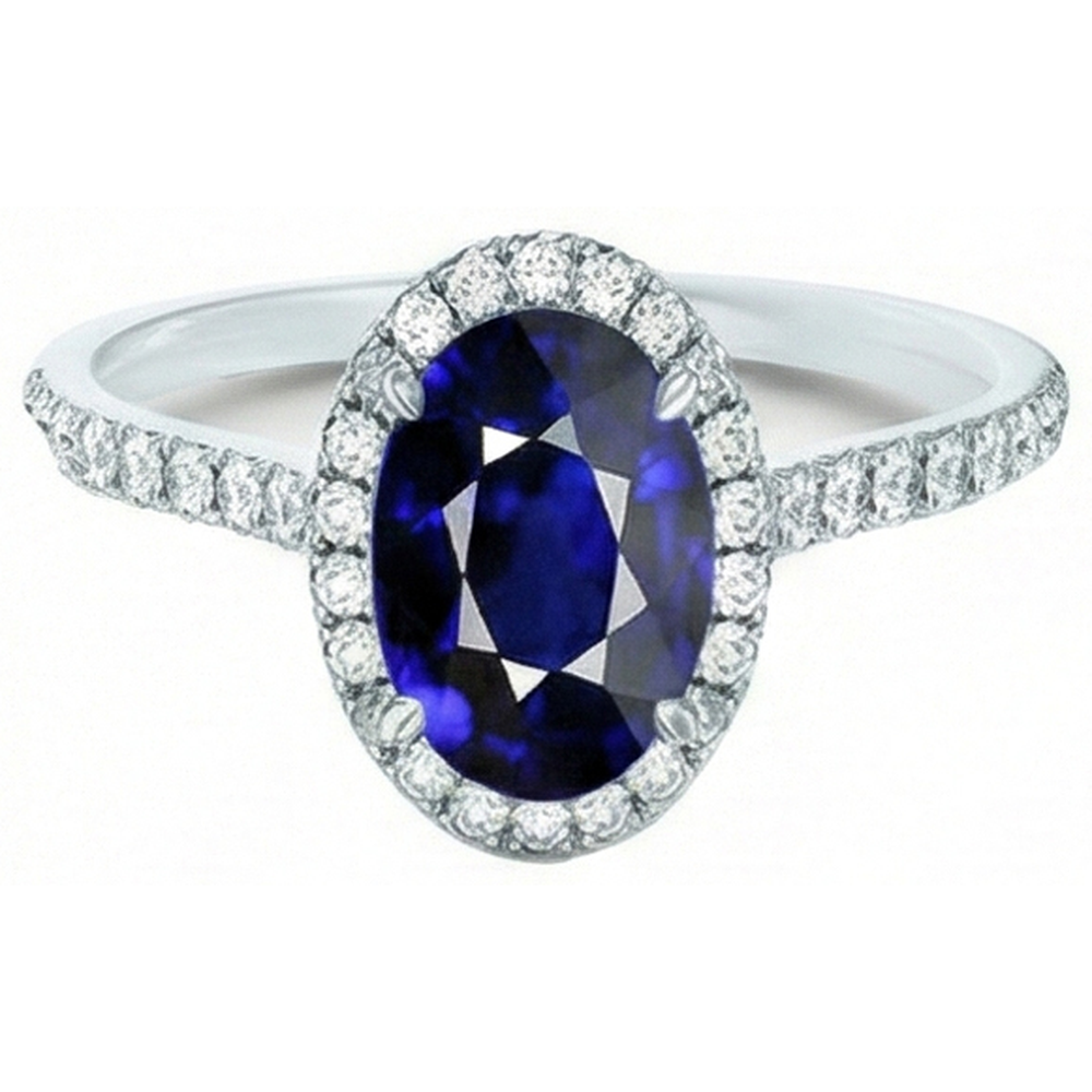 naturel oval saphir 7.50carats bague vue de face