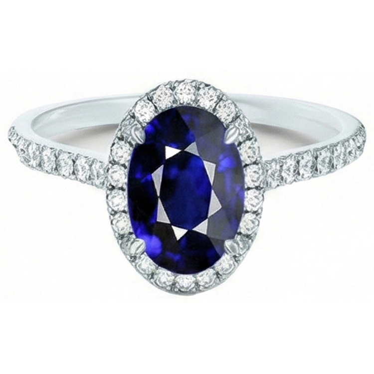 naturel oval saphir 7.50carats bague vue de face