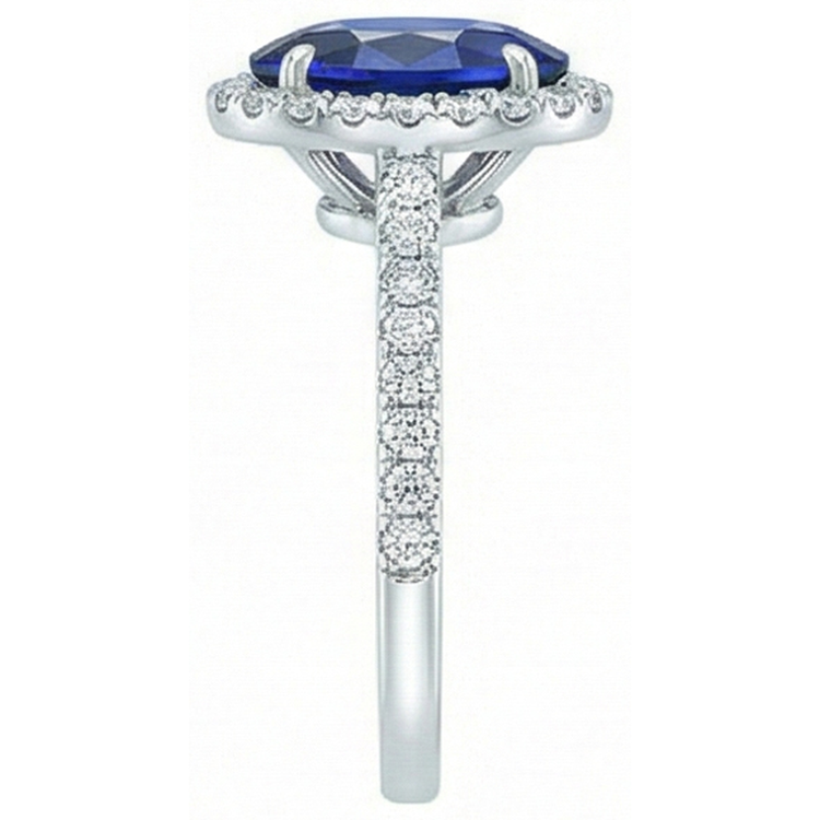 naturel oval saphir 7.50carats bague vue de dessus
