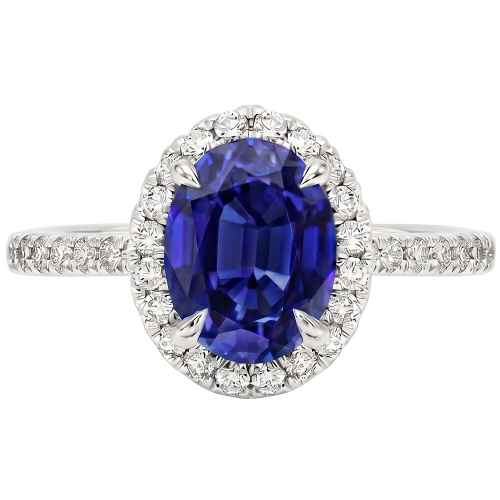 Bague Halo Diamant Bijoux Saphir