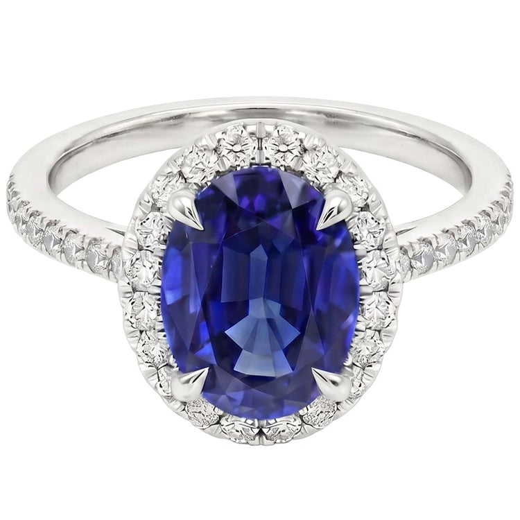 Bague Halo Diamant Bijoux Saphir