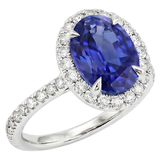 Bague Halo Diamant Bijoux Saphir