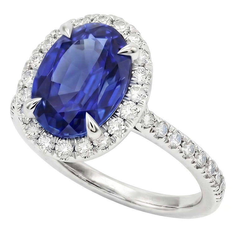 Bague Halo Diamant Bijoux Saphir
