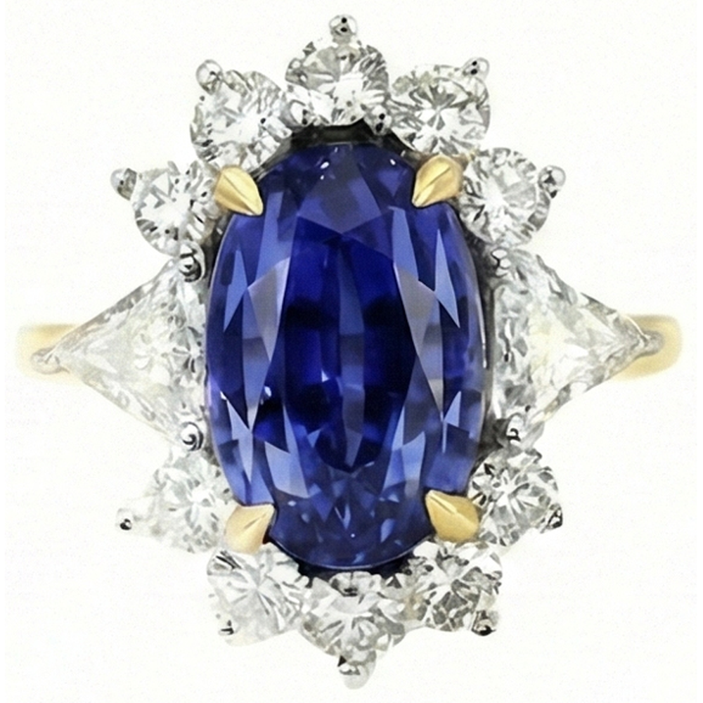 naturel cushion saphir 4.25carats bague angle de côté
