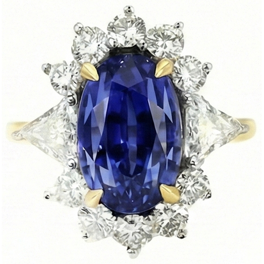 naturel cushion saphir 4.25carats bague angle de côté