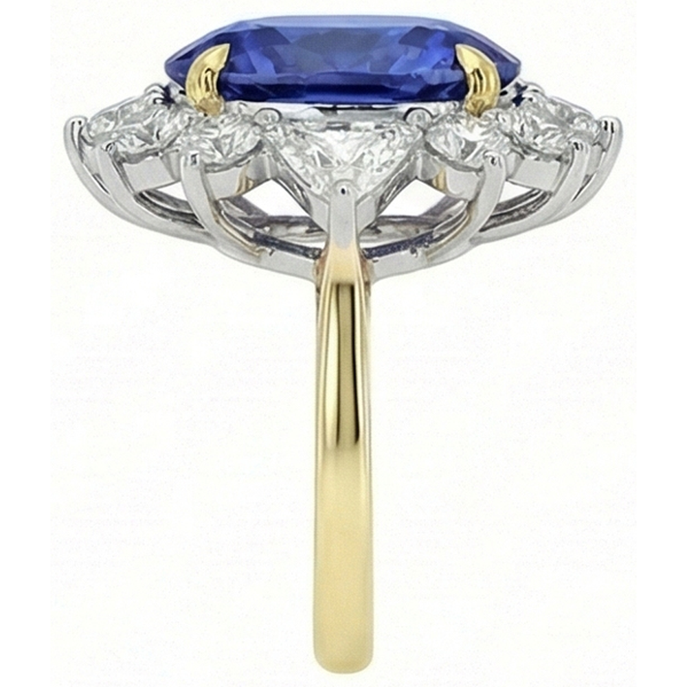 naturel cushion saphir 4.25carats bague vue de dessus