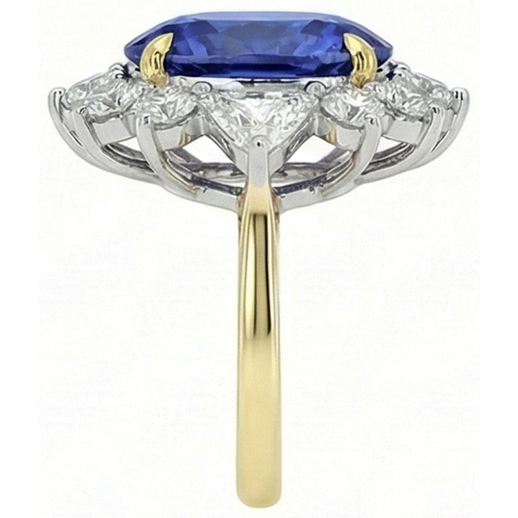 naturel cushion saphir 4.25carats bague vue de dessus