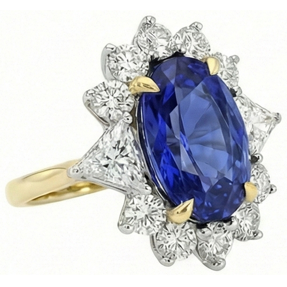 naturel cushion saphir 4.25carats bague détail rapproché