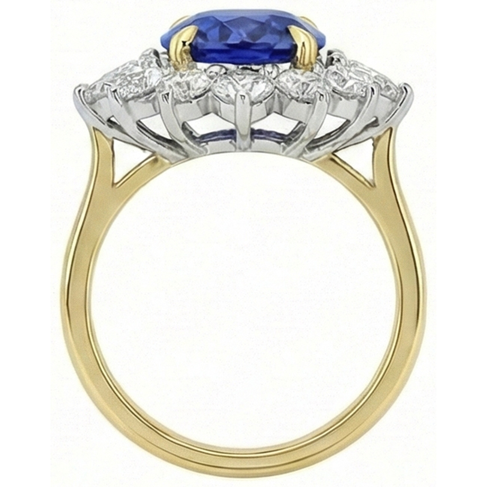 naturel cushion saphir 4.25carats bague vue de profil