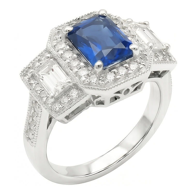 naturel round saphir 3carats bague vue de face