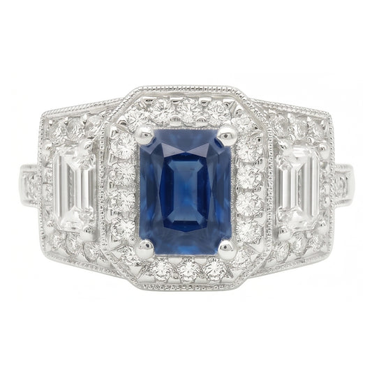 naturel round saphir 3carats bague angle de côté