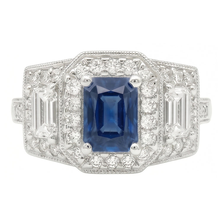 naturel round saphir 3carats bague angle de côté