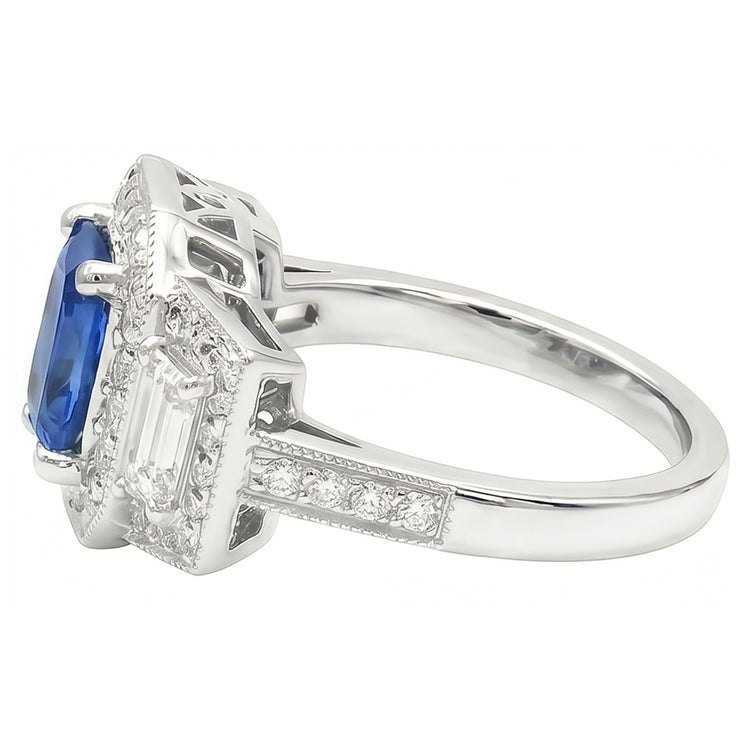 naturel round saphir 3carats bague détail rapproché