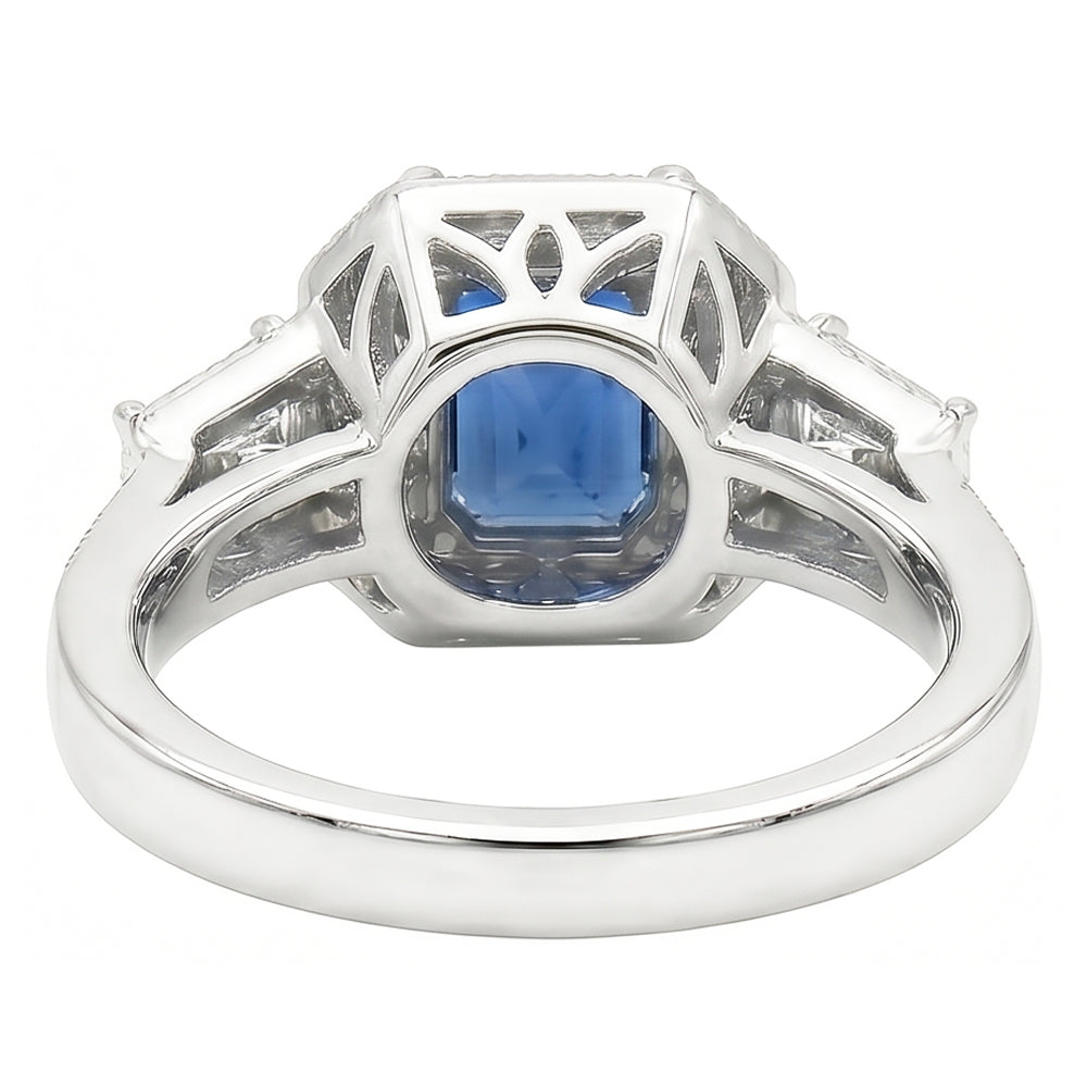 naturel round saphir 3carats bague vue de profil
