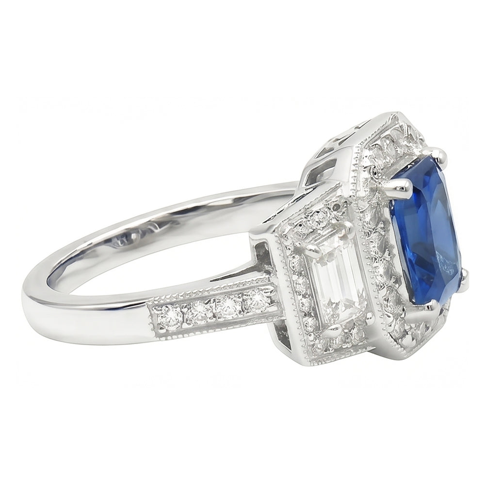 naturel round saphir 3carats bague vue de dessus