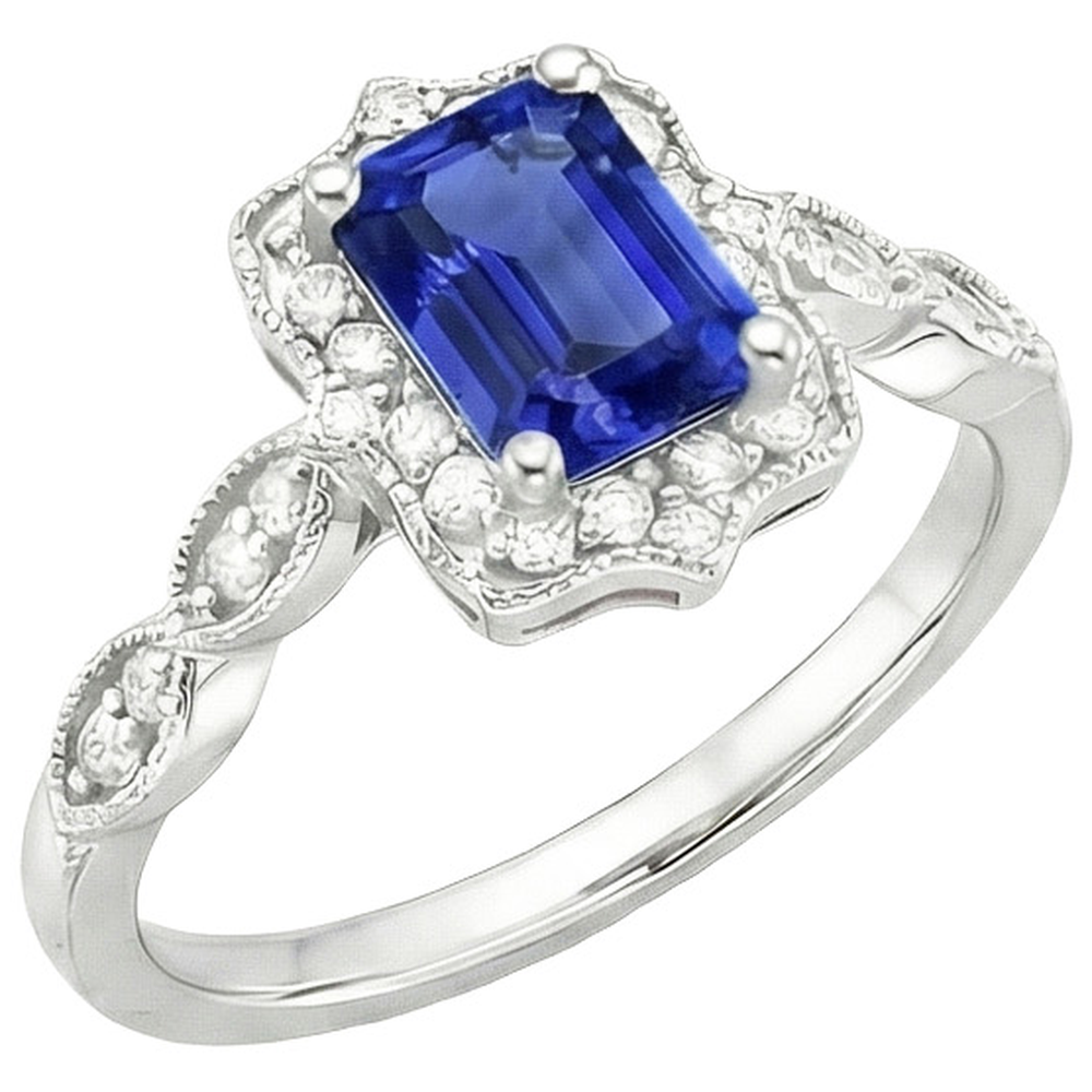 naturel round saphir 4carats bague angle de côté