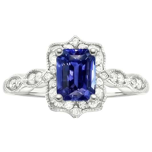 naturel round saphir 4carats bague vue de profil