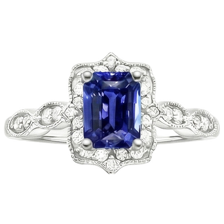 naturel round saphir 4carats bague vue de profil