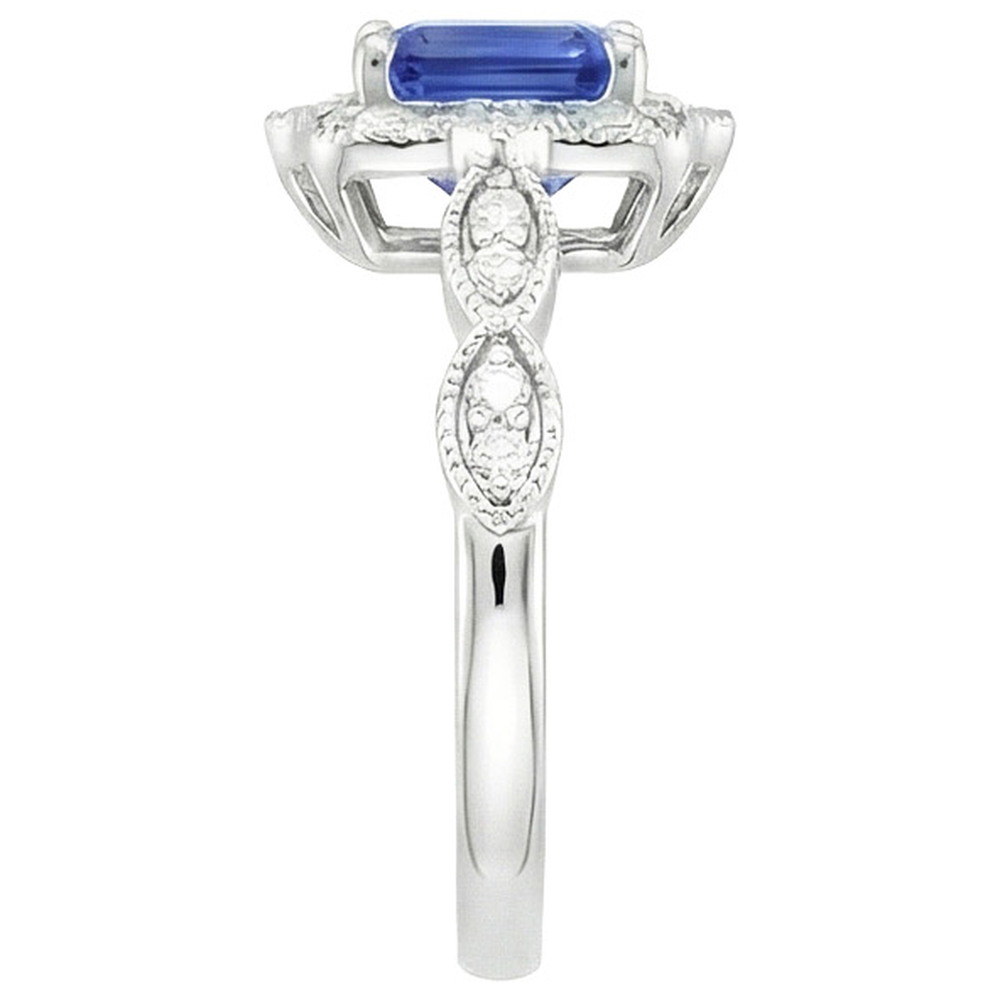 naturel round saphir 4carats bague sur blanc