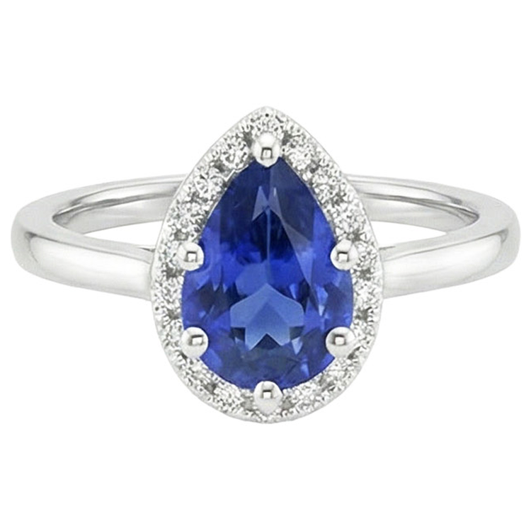 naturel pear diamant 4carats bague vue de dessus