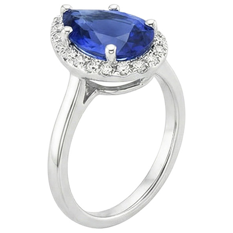naturel pear diamant 4carats bague vue de profil