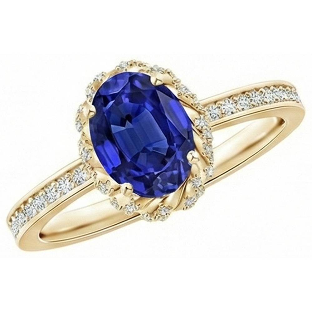 naturel oval saphir 5.50carats bague vue de face