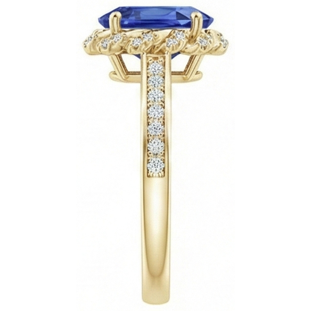 naturel oval saphir 5.50carats bague vue de dessus