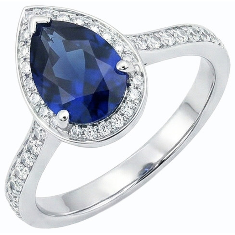 naturel pear diamant 4carats bague vue de dessus