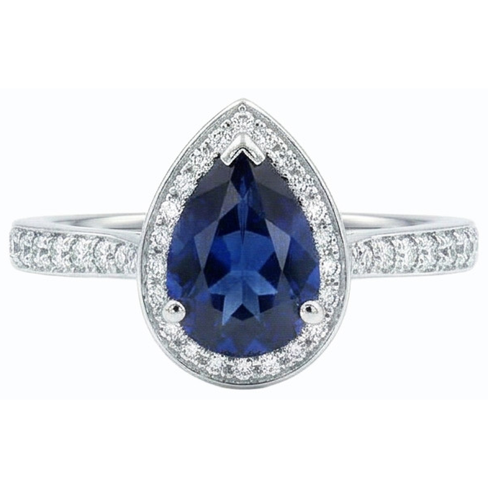 naturel pear diamant 4carats bague vue de profil