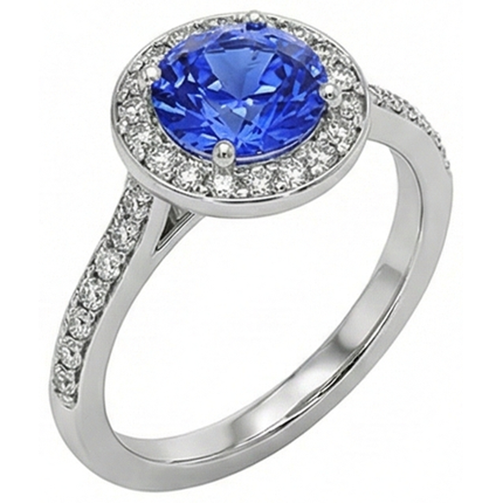 naturel round diamant 4carats bague sur blanc